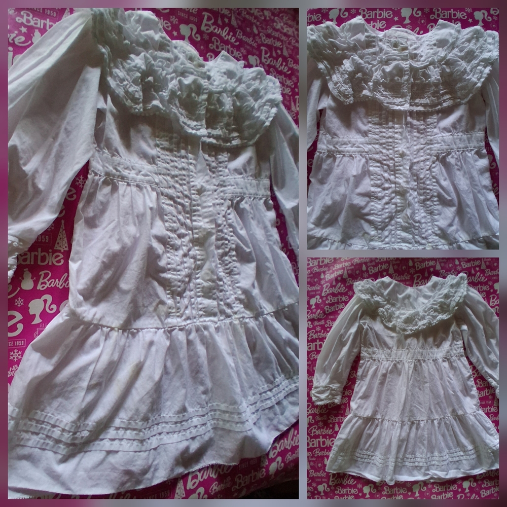 🎀Burberry Girls White Eyelet Ruffles Dress Size 6 Mint Condition & FREE GIFT